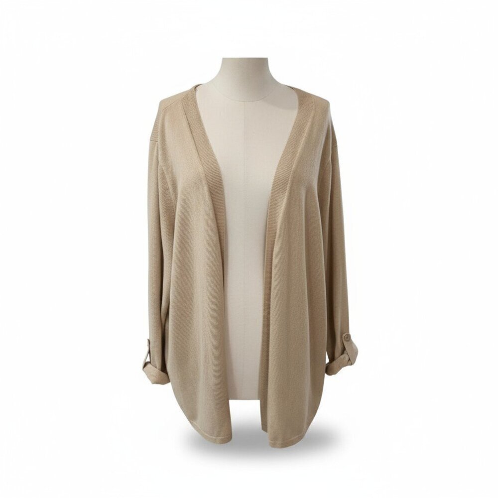 Venus Open Front Lightweight Cardigan Beige Size 22